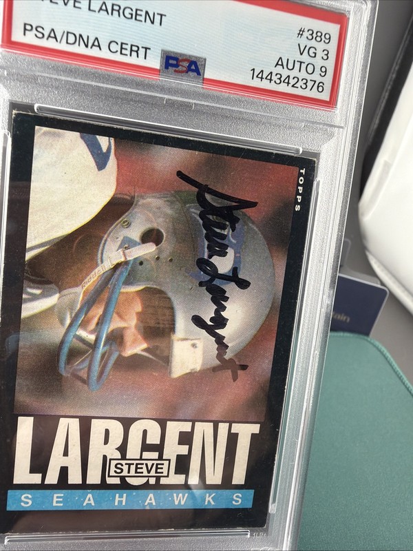 1985 Topps Steve Largent #389 Autograph PSA 7 Auto 10 Gem Mint - Low Pop! view 2