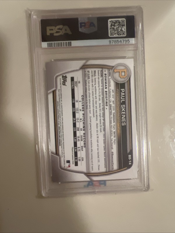 2023 Bowman Draft - Paul Skenes #BD-14 Green /99 (RC) view 2