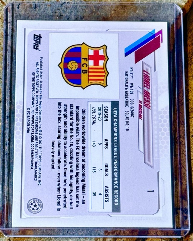 2020-21 Topps Chromex Steve Aoki Uefa Champions League - Lionel Messi #1 view 2