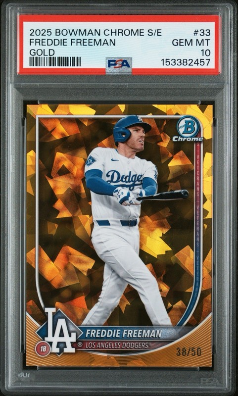 2025 BOWMAN CHROME SAPPHIRE EDITION GOLD #33 FREDDIE FREEMAN /50 PSA 10