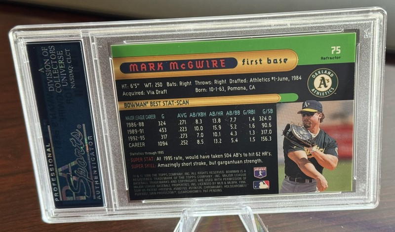 1996 MARK MCGWIRE BOWMAN'S BEST REFRACTOR #75 PSA 10 view 2