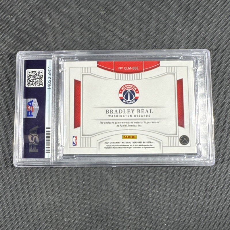 2024-25 National Treasures Bradley Beal #BBE Colossal Logoman 3/10 PSA 9 view 2
