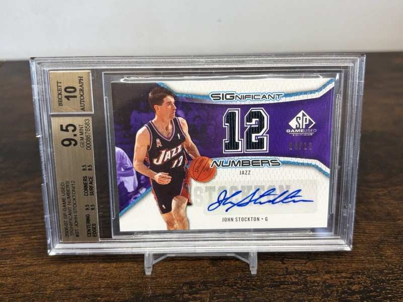 2006-07 SP Significant Numbers John Stockton Patch Auto /12 BGS 9.5 POP 1