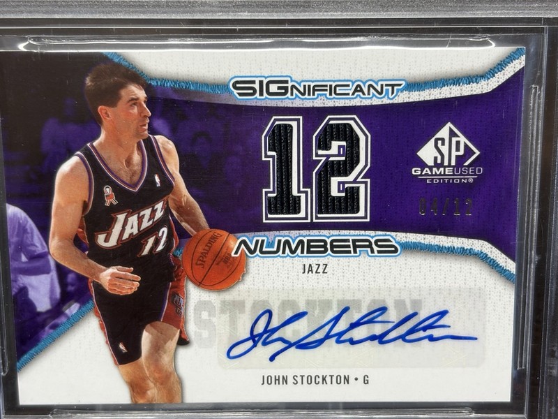 2006-07 SP Significant Numbers John Stockton Patch Auto /12 BGS 9.5 POP 1 view 2