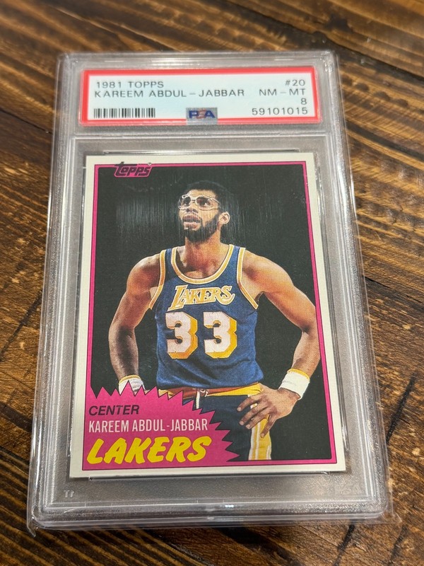 1981 TOPPS #20 KAREEM ABDUL JABBAR HOF LAKERS PSA 8 NM-MINT LOOKS HIGHER