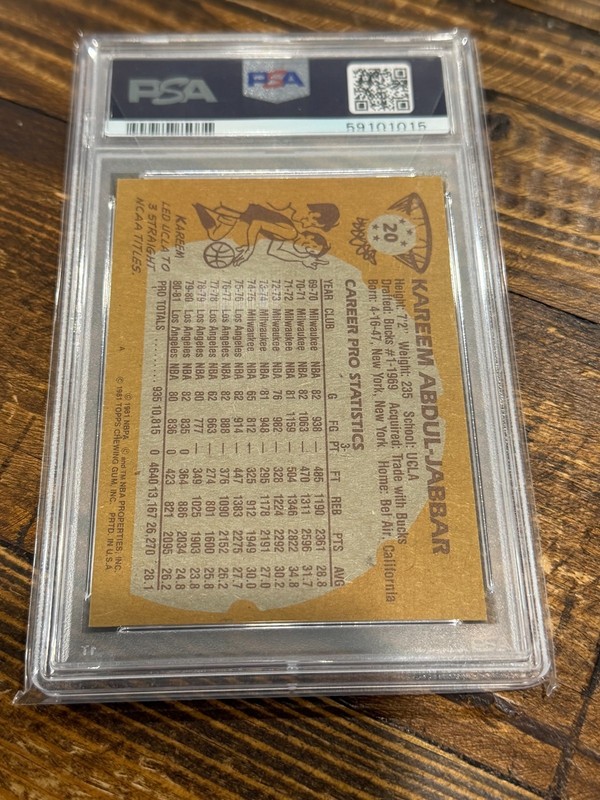 1981 TOPPS #20 KAREEM ABDUL JABBAR HOF LAKERS PSA 8 NM-MINT LOOKS HIGHER view 2