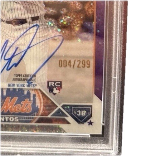 Mark Vientos 2023 Topps Chrome Purple Speckle Auto RC /299 PSA 10 Mets view 2