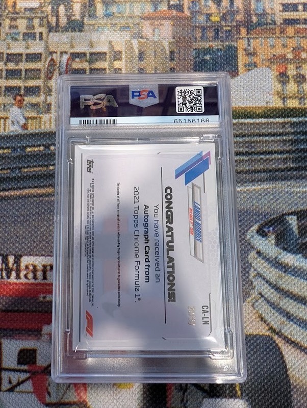 LANDO NORRIS 2021 TOPPS CHROME F1 AUTO GOLD REFRACTOR /50 PSA 9 MINT view 2