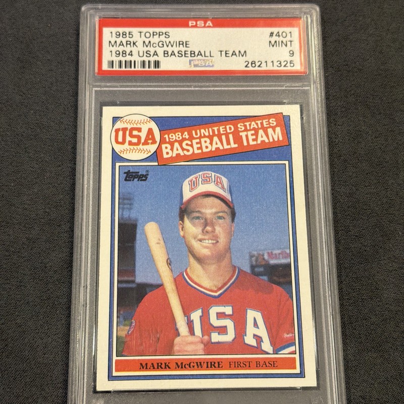 1985 Topps #401 Mark McGwire PSA 9 Rookie Card RC 1984 Team USA Centered
