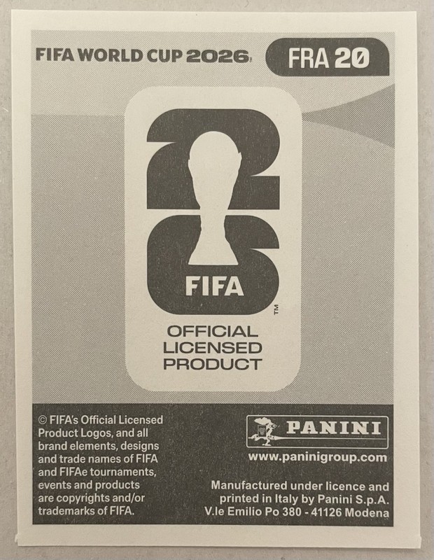 2026 Panini FIFA World Cup Stickers US Edition Kylian Mbappe Sticker #FRA20 view 2