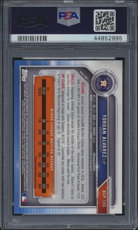 2019 Bowman Chrome Mega Box #123 Yordan Alvarez Mojo Rookie RC PSA 10 GEM MINT view 2