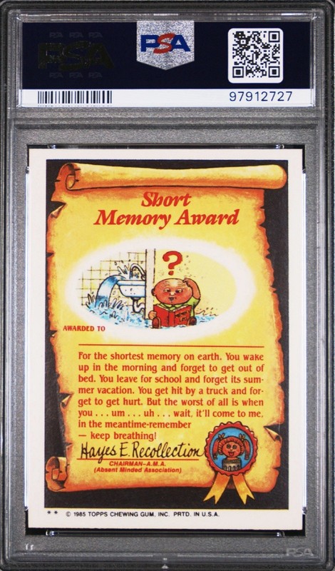 1985 Garbage Pail Kids Charred Chad #54b PSA 9 Mint Matte Pop 41 OS2 GPK Topps view 2