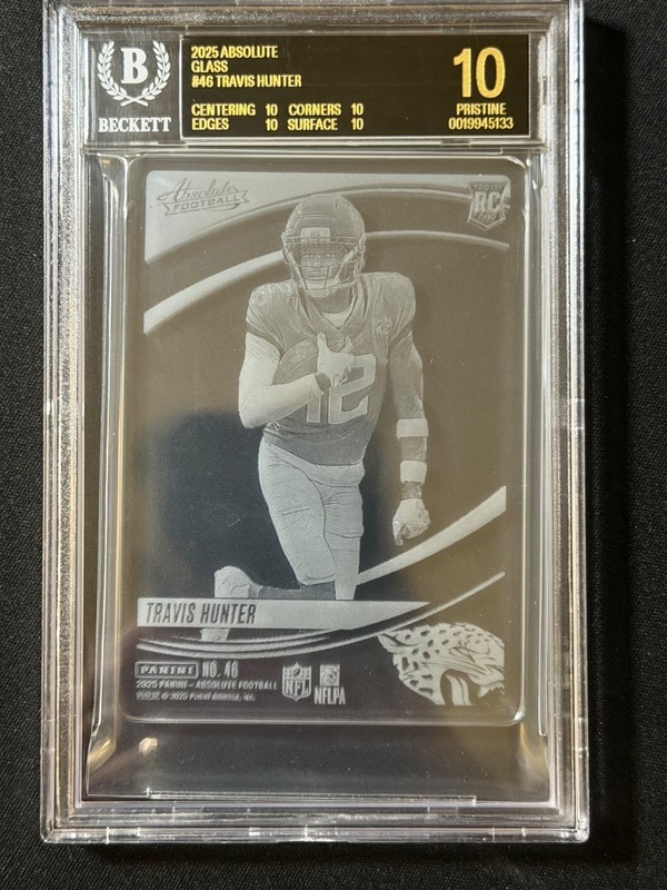 2025 Panini Absolute Glass Travis Hunter BGS PRISTINE 10 BLACK LABEL SSP RC