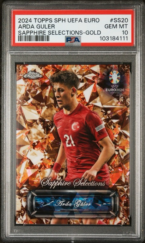 Topps Chrome UEFA Sapphire Selections Arda Guler SS-20 Gold /50 PSA 10