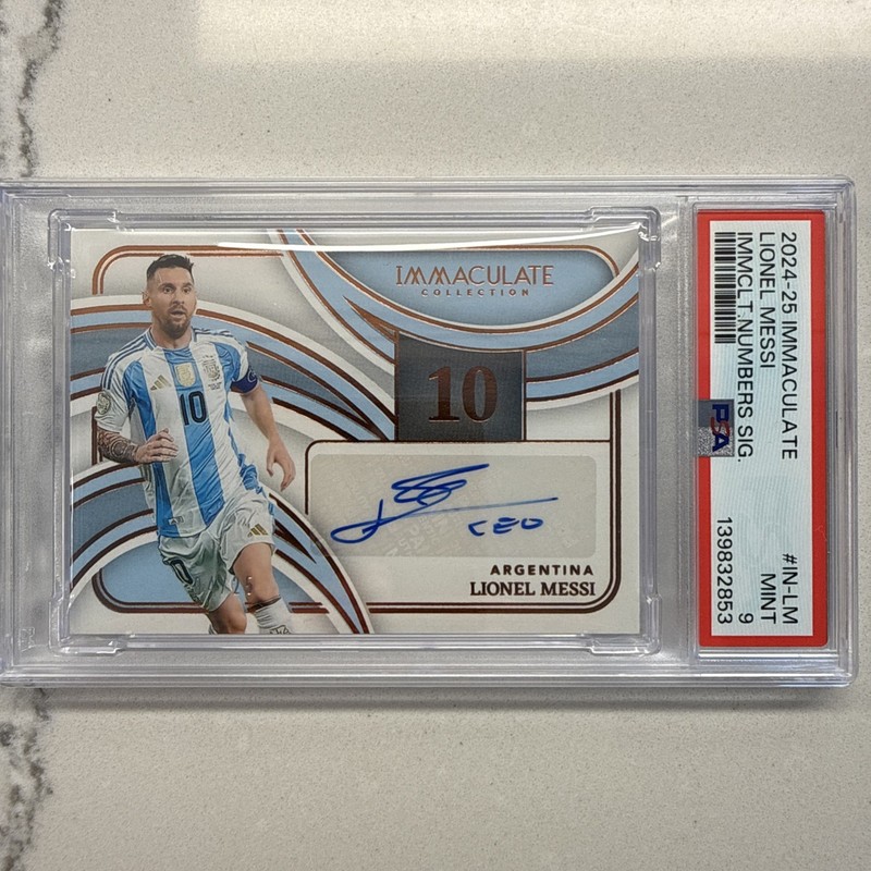 2024/25 Immaculate Lionel Messi Numbers Auto 4/25 PSA MINT 9 POP 2 Argentina 