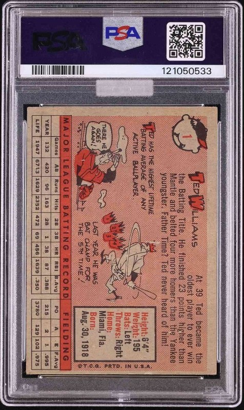 1958 Topps #1 Ted Williams PSA 4 MBA GOLD DIAMOND TOP EYE APPEAL view 2