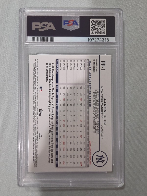 2024 TOPPS UPDATE PAW PATROL #PP1 AARON JUDGE PSA 10 view 2