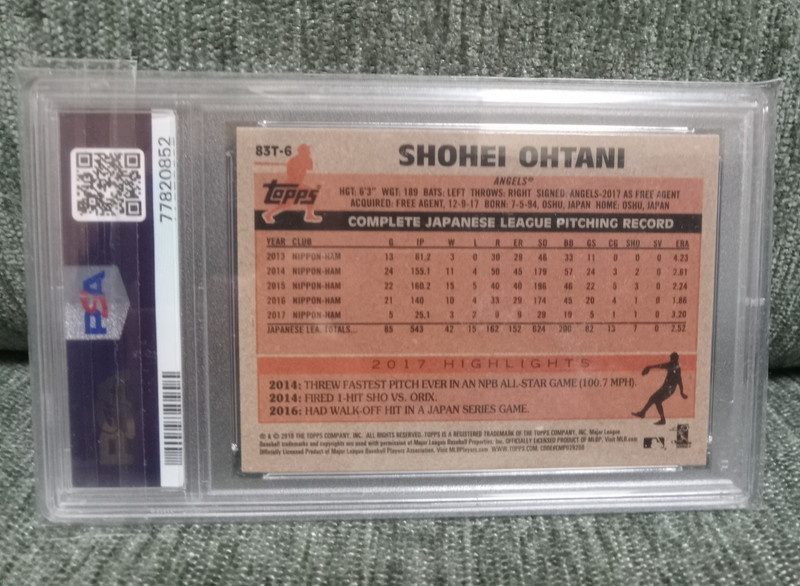 2018 Topps Chrome SHOHEI OHTANI Refractor Rookie PSA 9 - Mint view 2