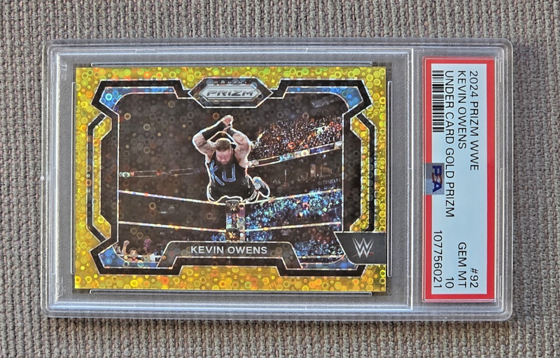 2024 Panini Prizm WWE Kevin Owens Under Card Gold Prizm # /10 PSA 10 Gem Mint
