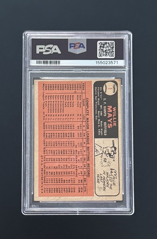 Willie Mays 1966 Topps #1 PSA Graded view 2