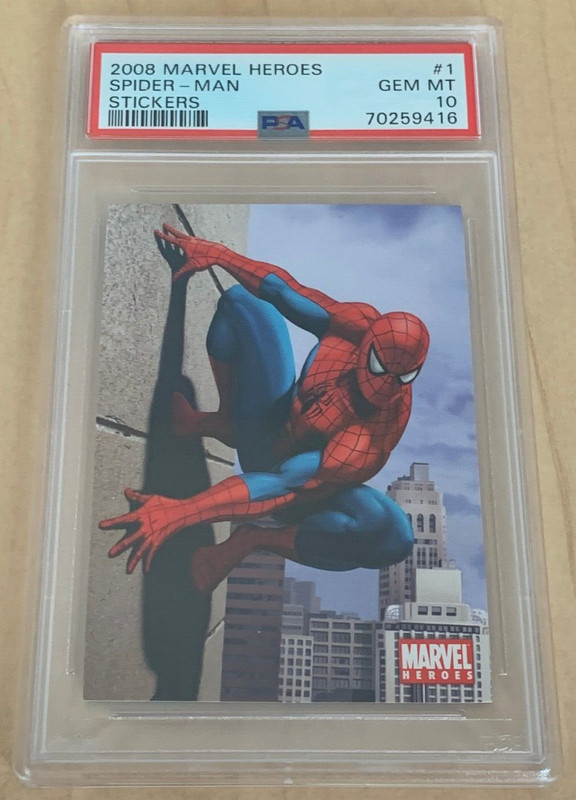 2008 Marvel Heroes Stickers #1 (Preziosi) 💎 SPIDER-MAN 💎 PSA 10 💎 POP 7 💎