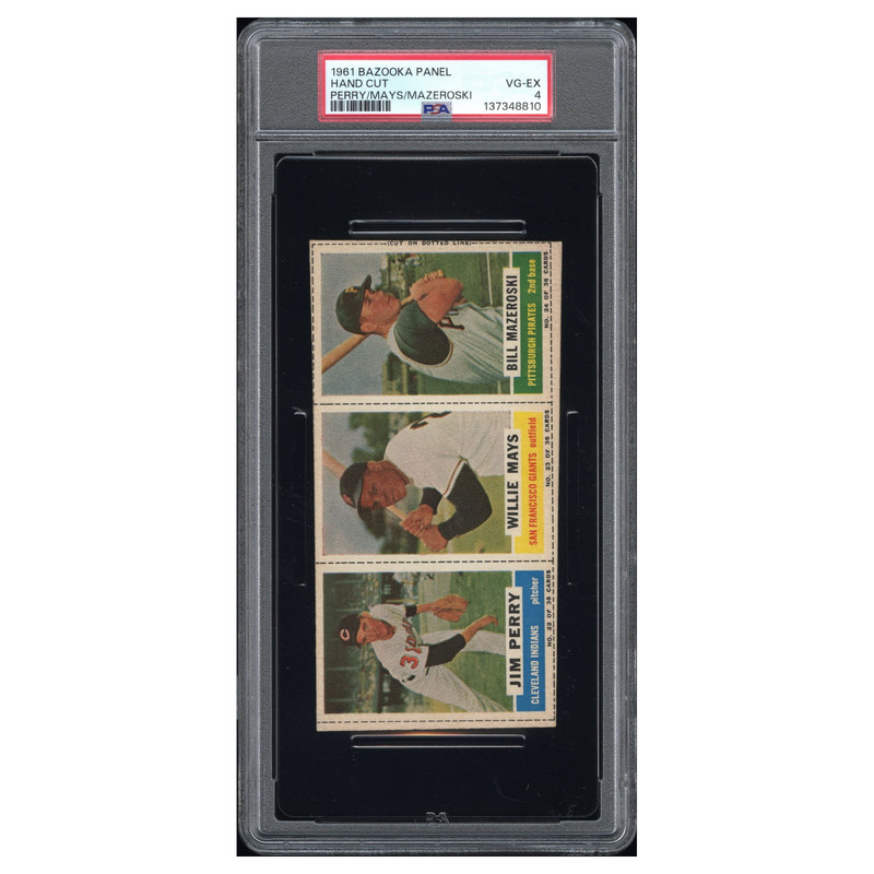 HAND CUT psa 4 1961 Bazooka panel Perry/mays/mazeroski Vintage Baseball Card MLB