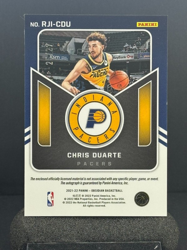 CHRIS DUARTE Rookie Patch AUTO RPA 2021-22 OBSIDIAN BLUE RC Pacers Basketbal /27 view 2