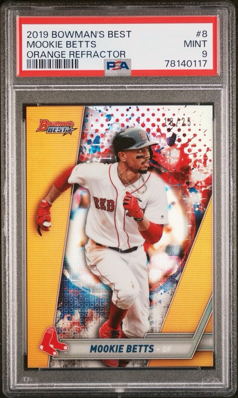 2019 BOWMAN'S BEST ORANGE REFRACTOR #8 MOOKIE BETTS /25 PSA 9