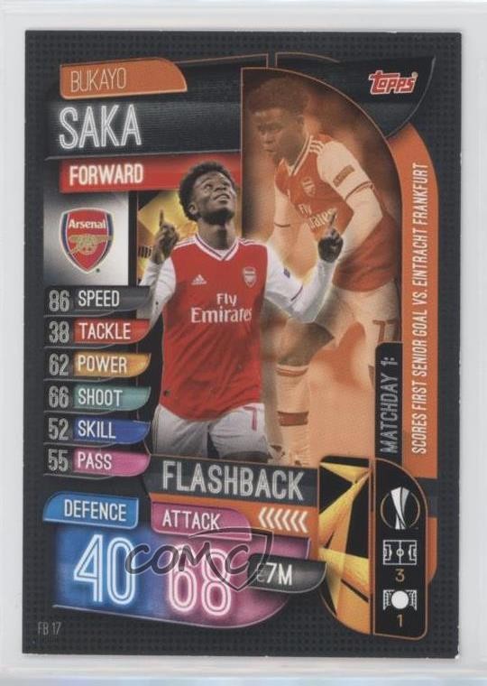 2019-20 Topps Flashback Bukayo Saka #FB17 Rookie RC 0a16