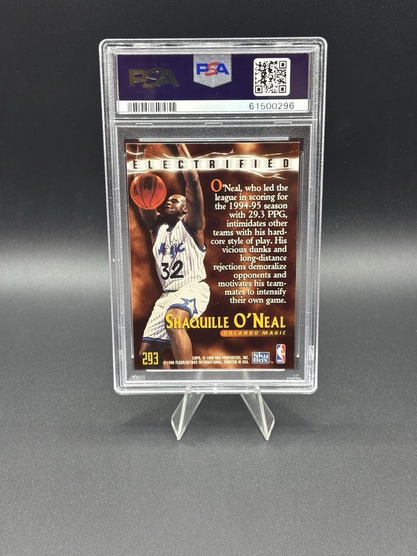 1995 Skybox Premium Shaquille O’Neal Electrified #293 PSA MINT 9 Orlando Magic view 2