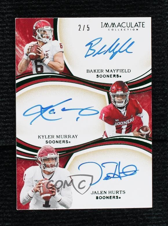 2020 Immaculate Collegiate Trios Auto Emerald 2/5 Mayfield Hurts Murray #7