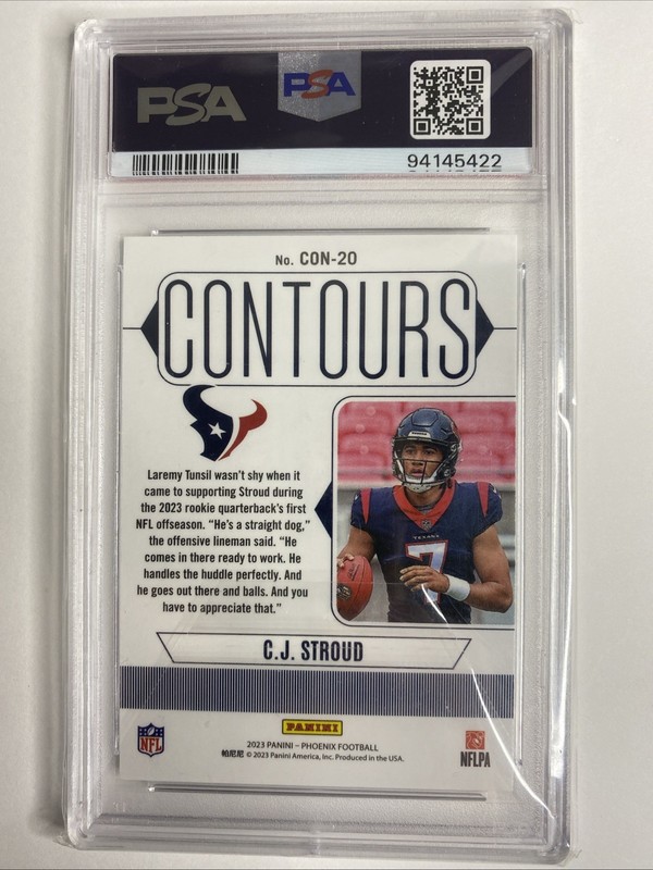 2023 Panini Phoenix CJ Stroud Contours Silver Holo Rookie PSA 10 Houston Texans view 2
