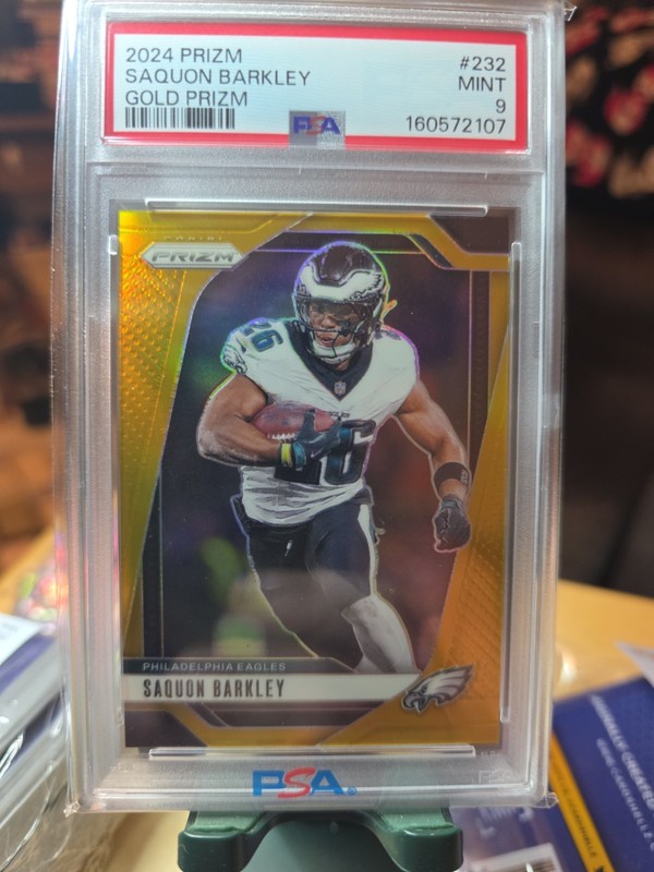 2024 Prizm Football NFL Saquon Barkley TRUE Gold Prizm 10/10 PSA 9 #232 Eagles