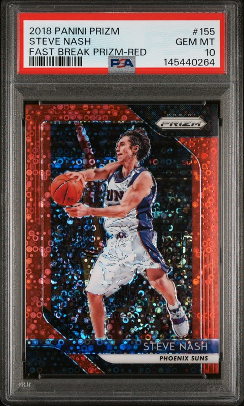 2018 Panini Prizm #155 Steve Nash Fast Break Prizm-Red /125 PSA 10
