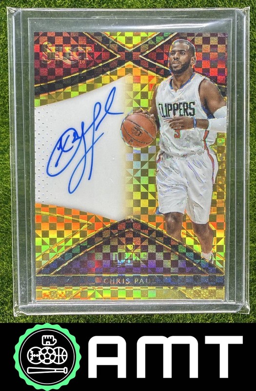 Chris Paul Auto 2015-16 Panini Select 9/10 Gold Prizms Clippers