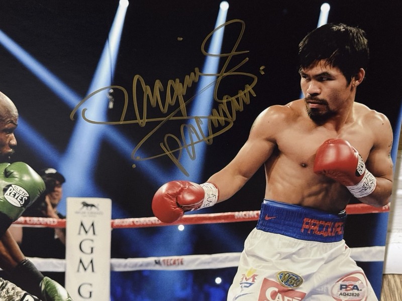 MANNY PACQUIAO SIGNED AUTO 8x10 BOXING PHOTO Floyd Mayweather PSA AUTHENTIC 244 view 2