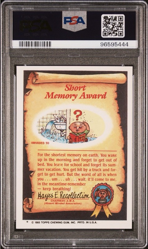 1985 Topps Garbage Pail Kids 54a Fryin Ryan PSA 8 Matte GPK OS2 Series 2 view 2