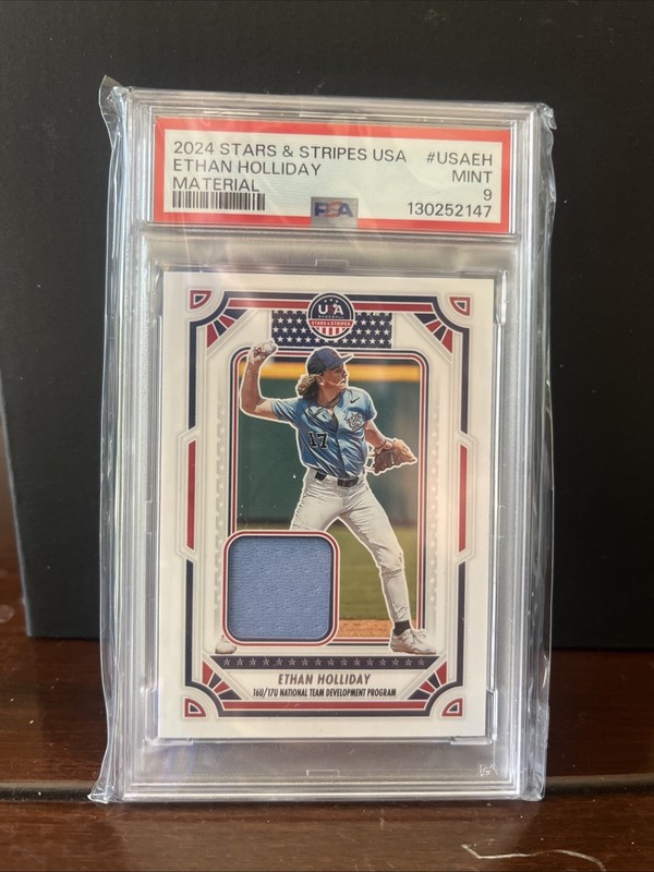 2024 Ethan Holiday Patch Game Worn USA Baseball PSA MINT 9 Colorado Rockies org.