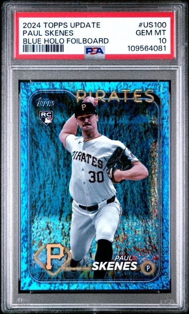 2024 Topps Update Blue Holo Foilboard Paul Skenes RC Rookie 243/999 PSA 10