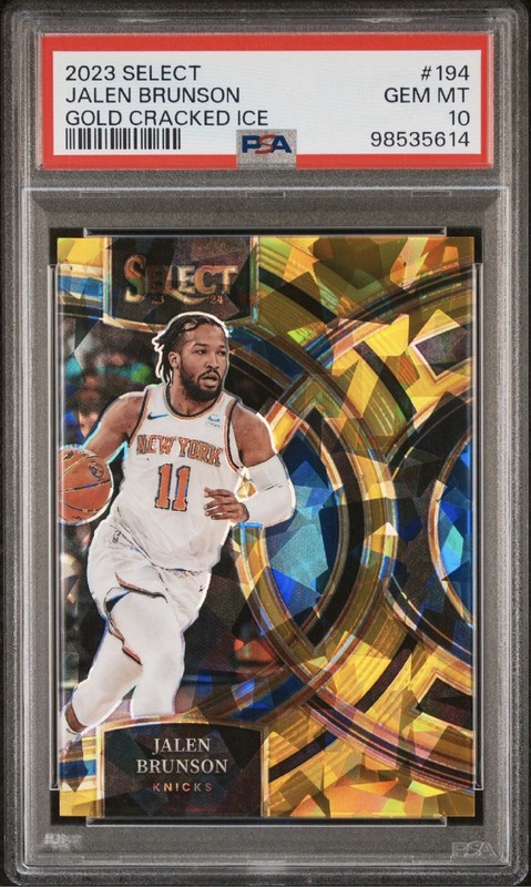 2023 Panini Select Jalen Brunson #194 Gold Cracked Ice Prizm PSA 10 /10
