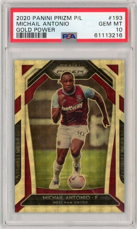 2020 Panini Prizm Premier League Michail Antonio Gold Vinyl /5 PSA 10 West Ham