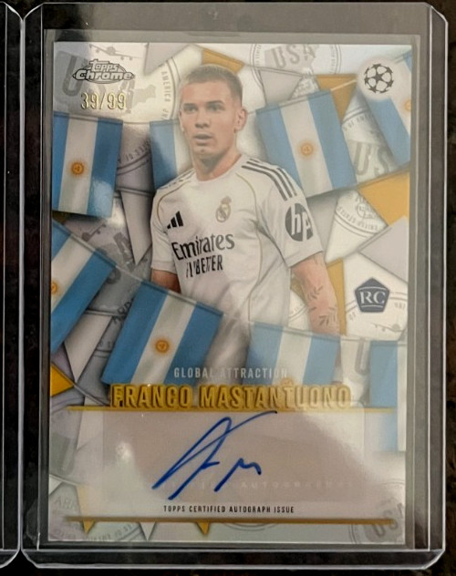 2025-26 Topps Chrome UEFA/UCC Franco Mastantuono Refractor Rookie Auto # 39/99