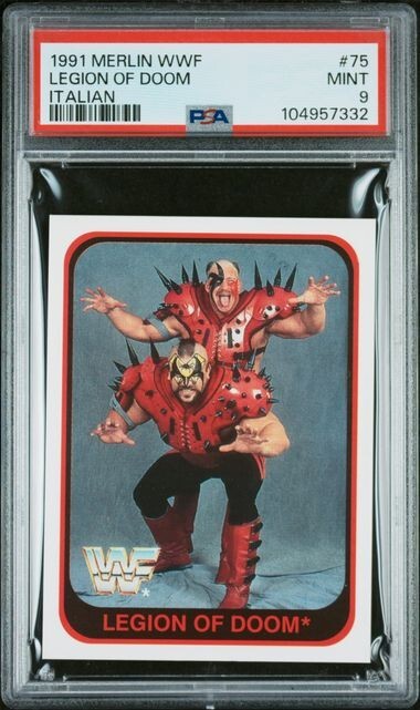 1991 Merlin WWF Legion of Doom Road Warriors 75 Italian Card PSA 9 RC Rookie WWE