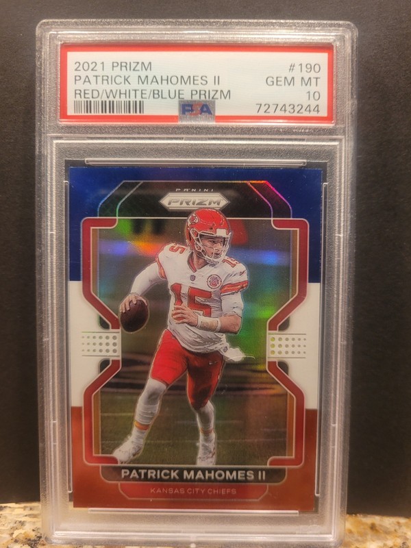 2021 Panini Prizm - Patrick Mahomes II #190 Red White & Blue Prizm PSA 10 GEM MT