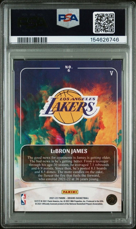 LeBron James PSA 7 Pop 3, 4 Higher 2021-22 Panini Origins Variation #6 Lakers view 2