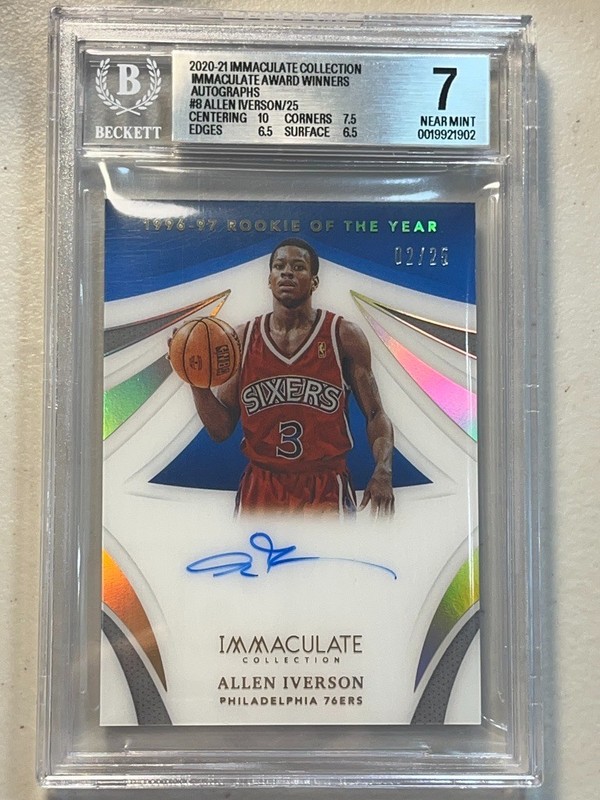 Allen Iverson BGS 7 2020-21 Panini Immaculate /25 Acetate Award Winners Auto