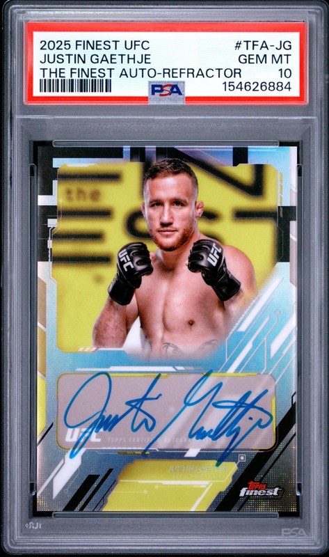Justin Gaethje PSA 10 Pop 1 2025 Topps Finest UFC Refractor Auto Autograph