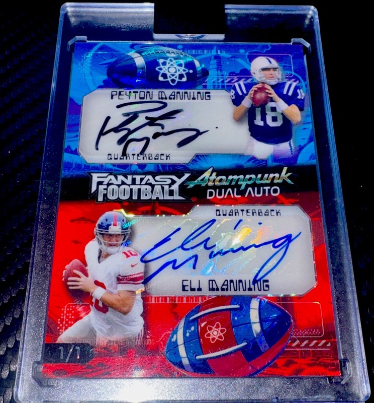 2026 Wild Card 1/1 Dual Auto Peyton Manning / Eli Manning Color Match 1/1 Rare view 2