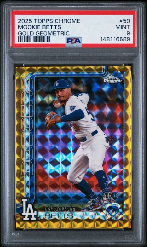 2025 TOPPS CHROME GOLD GEOMETRIC #50 MOOKIE BETTS /50 PSA 9