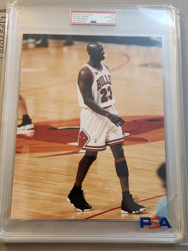 Michael Jordan 98 NBA Finals Blowing BUBBLE Type 1 PSA 8x10 RARE 